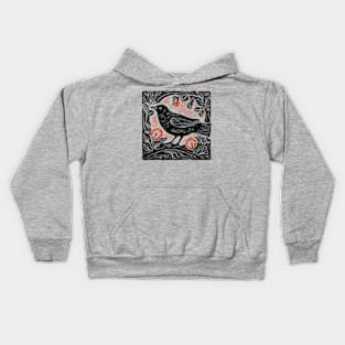 Lino Cut Bird Kids Hoodie